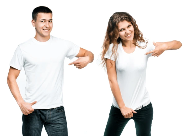 young-man-girl-white-tshirts-600nw-152252540